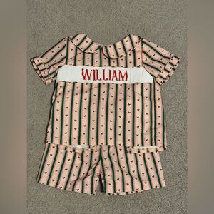 Charming Red and Green Striped Kids Set